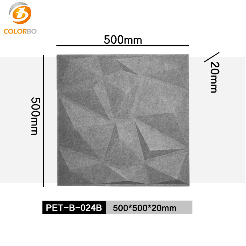 PET-B-024B Piastrelle acustiche in fibra di poliestere 3D riciclata per parete