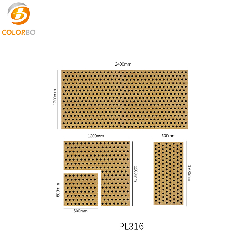 Pannello murale acustico perforato in legno decorativo per assorbimento acustico